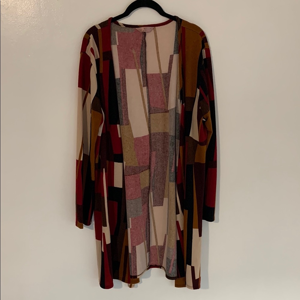 Colorful Geometric Pattern Cardigan